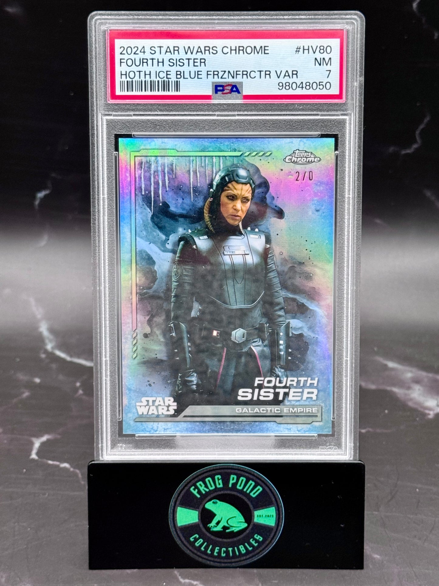 2024 TOPPS CHROME STAR WARS HV80 FOURTH SISTER HOTH ICE BLUE FROZENFRACTOR VARIATION PSA 7