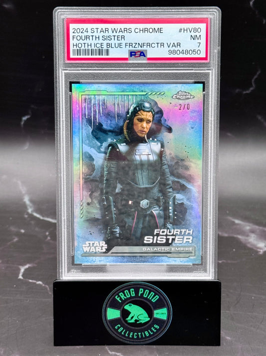 2024 TOPPS CHROME STAR WARS HV80 FOURTH SISTER HOTH ICE BLUE FROZENFRACTOR VARIATION PSA 7