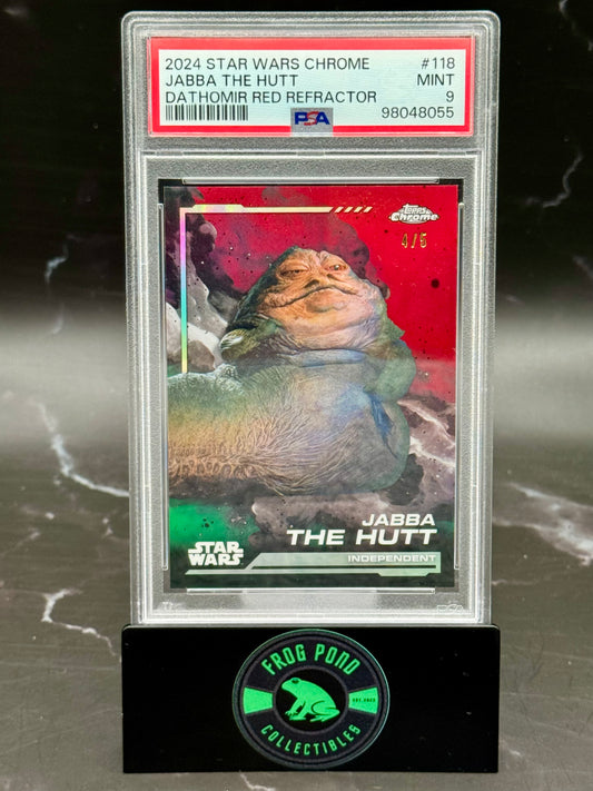 2024 TOPPS CHROME STAR WARS 118 JABBA THE HUTT DATHOMIR RED REFRACTOR PSA 9